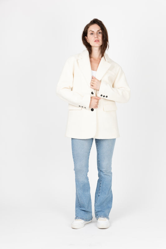 Oversized Shearling-Effect Blazer Jacket