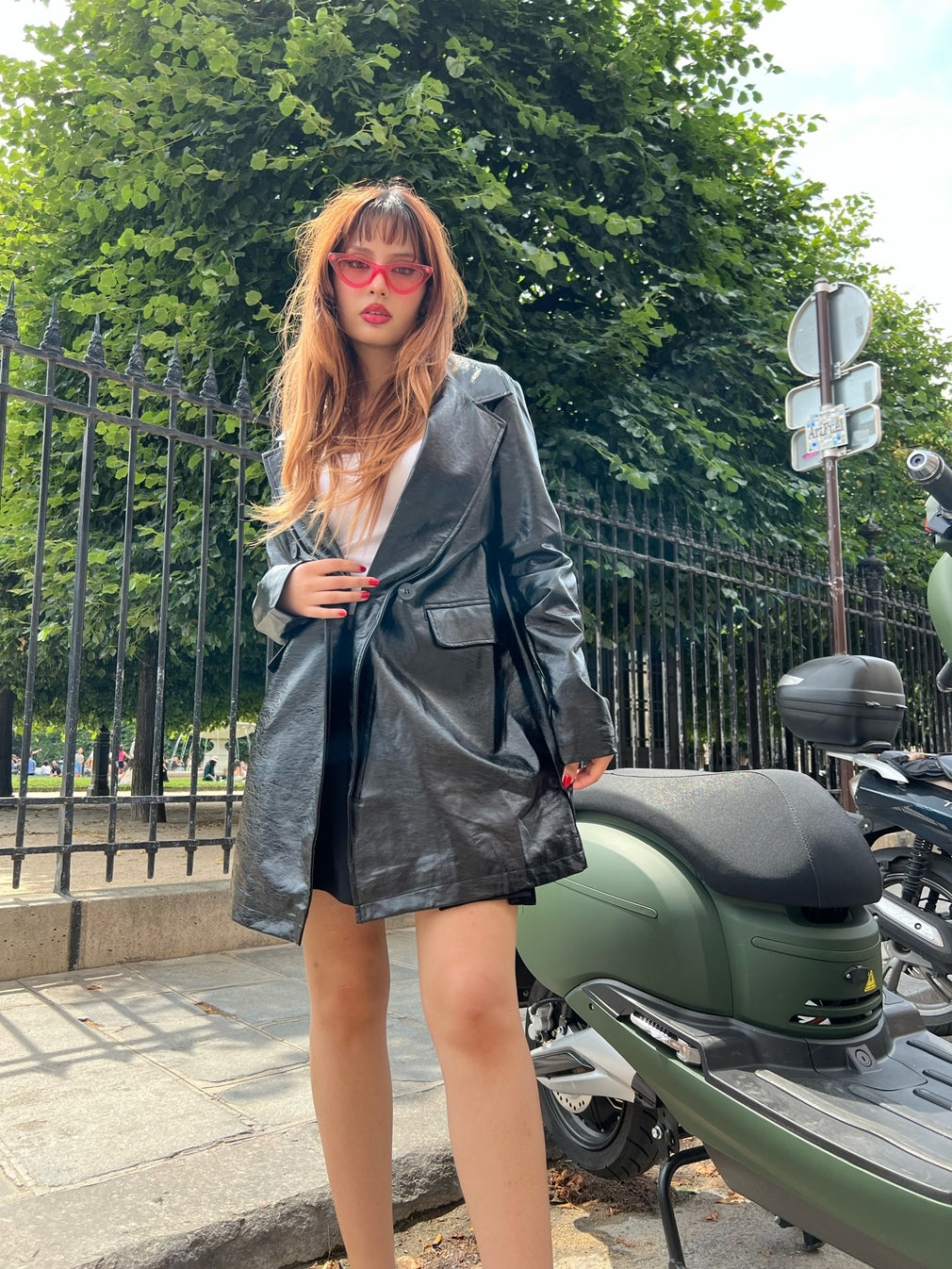 Mid-Length Vinyl Trench Coat