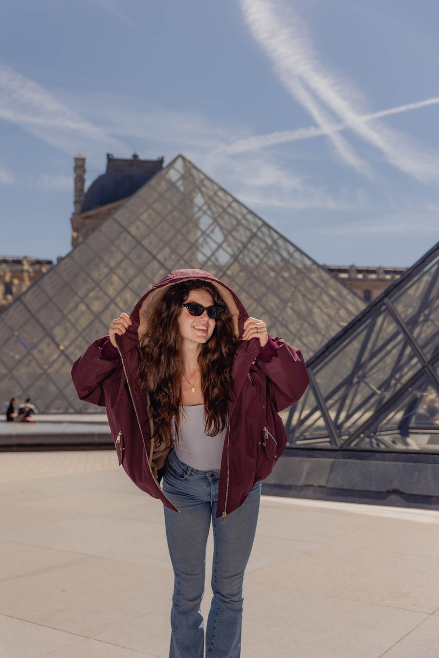 Hooded Jacket with Faux Fur