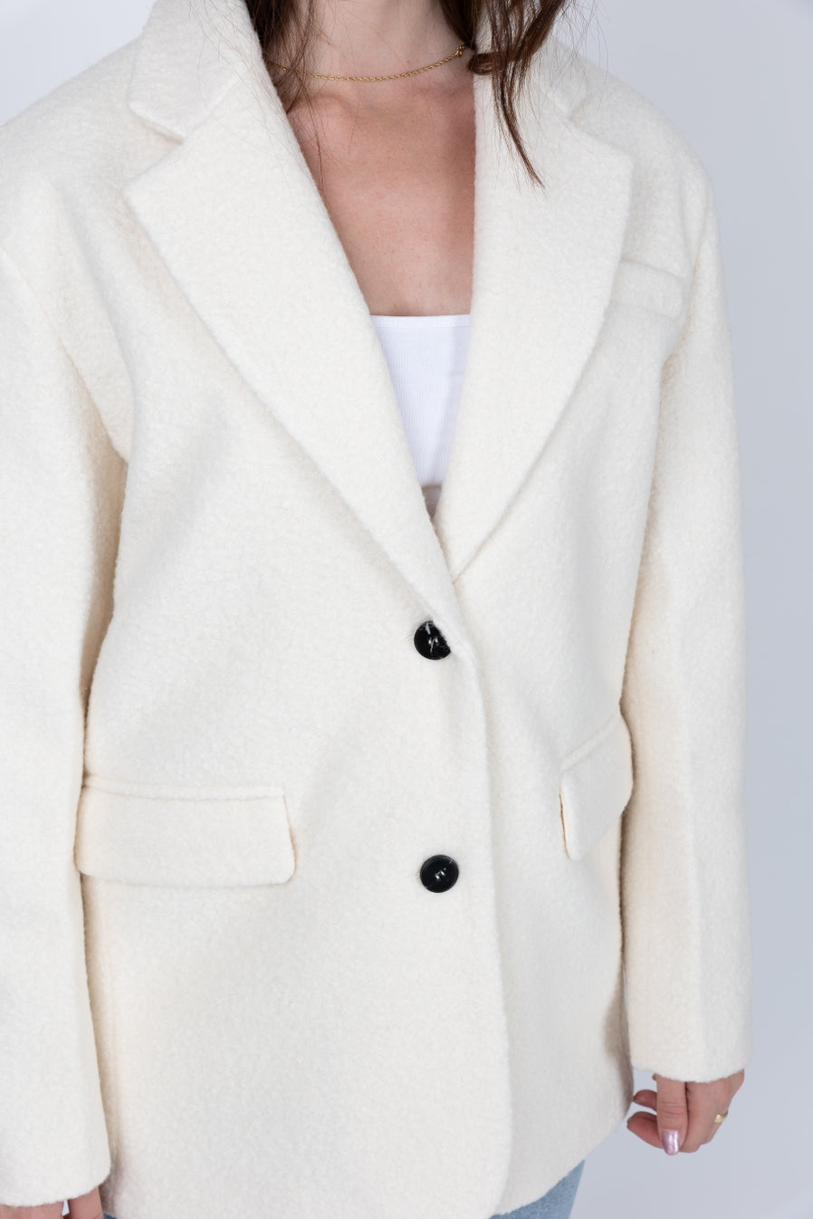 Oversized Shearling-Effect Blazer Jacket