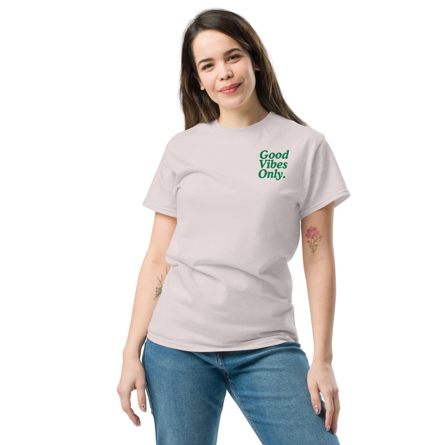 Good Vibes classic tee.