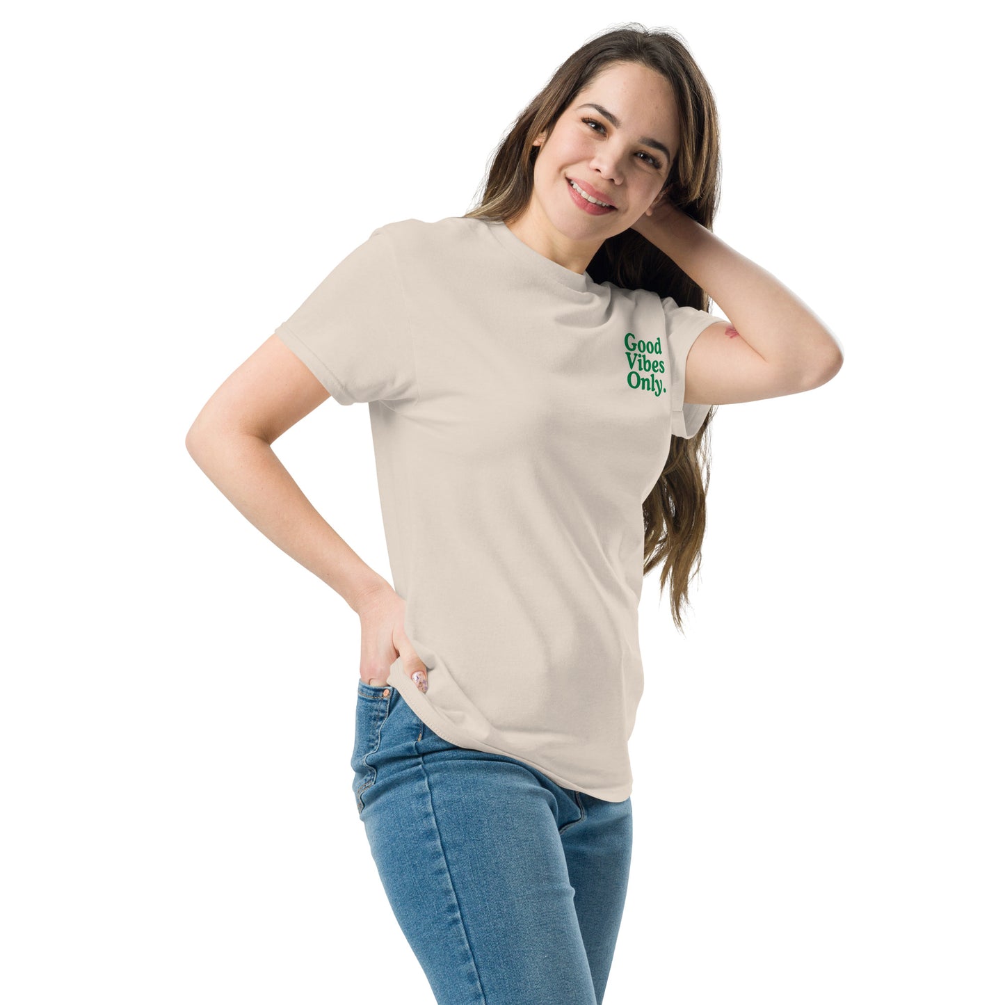 Good Vibes classic tee.