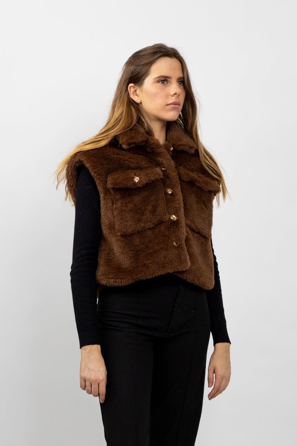 Teddy Shearling Faux Fur Sleeveless Vest