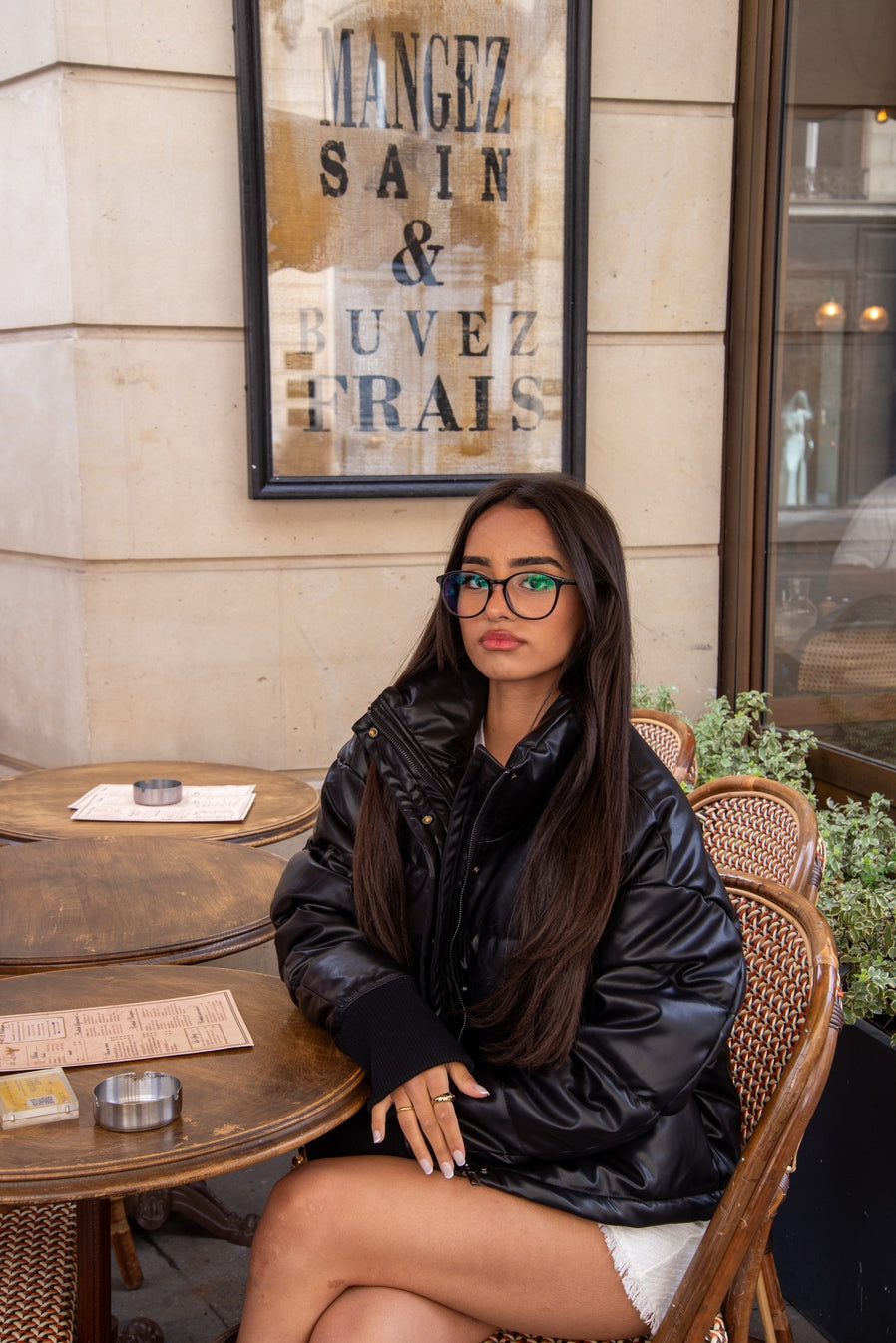 Puffer Jacket in Faux Leather