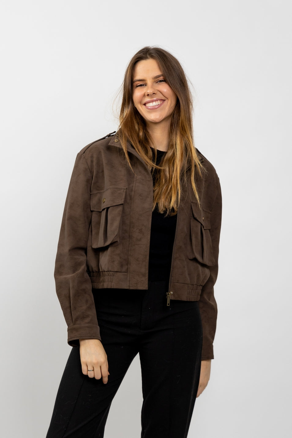 Waterproof Suede-Effect Short Jacket