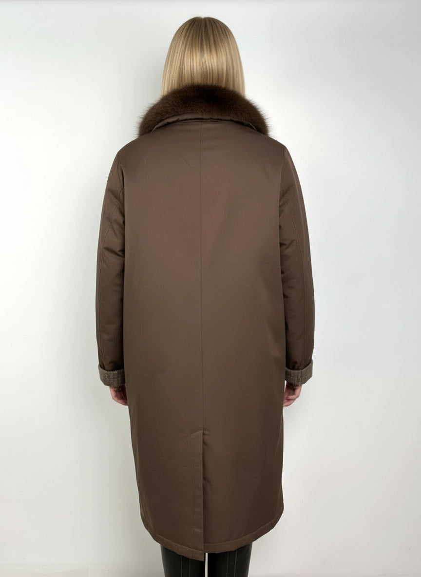 Reversible Coats with Removable Faux Fur Collar