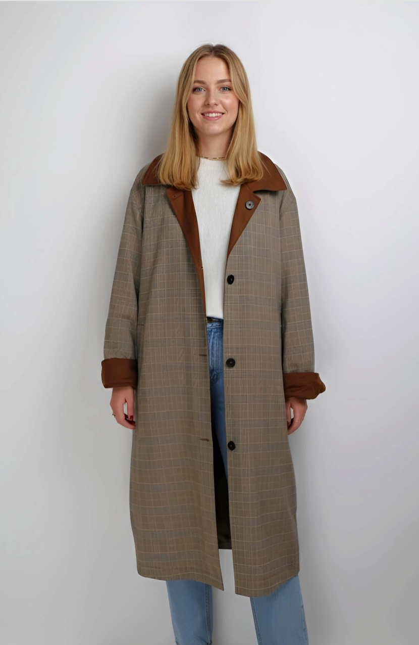Reversible Checked Trench Coat