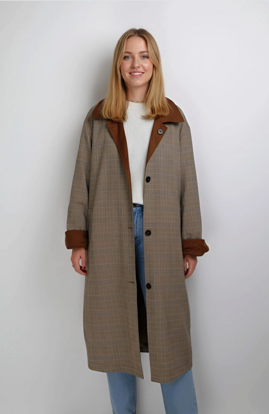 Reversible Checked Trench Coat