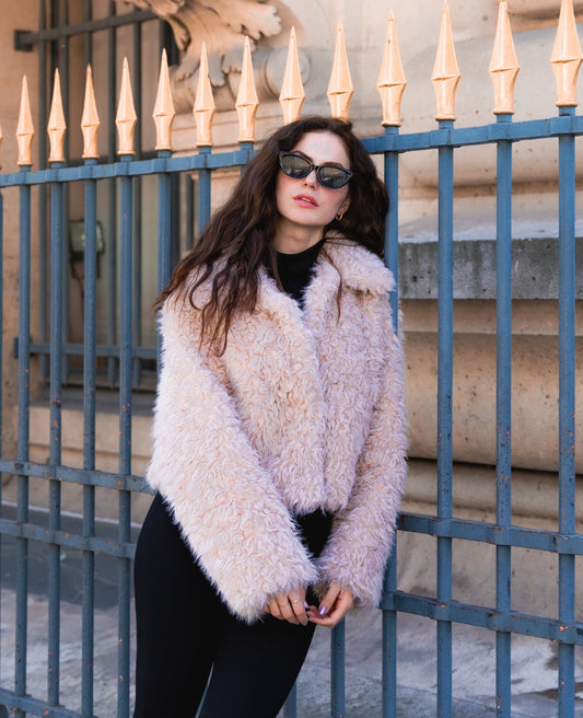 Short Coat in Faux Shearling Fur