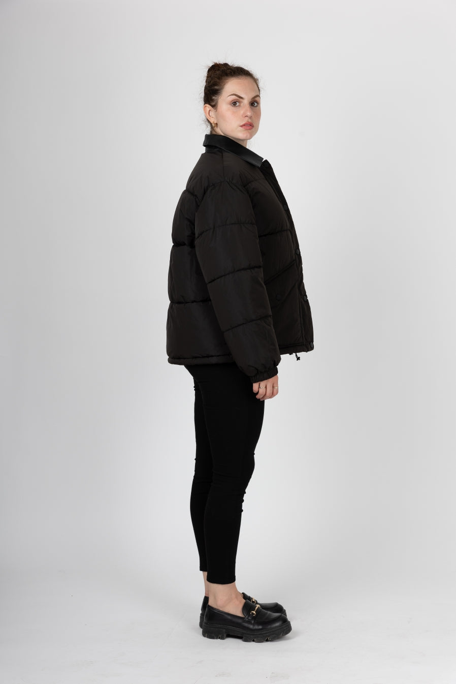 Puffer Jacket with Contrast Collar