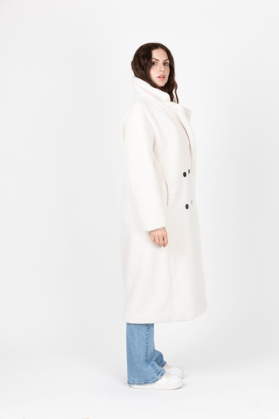 Long Coat in Faux Sheepskin Fur