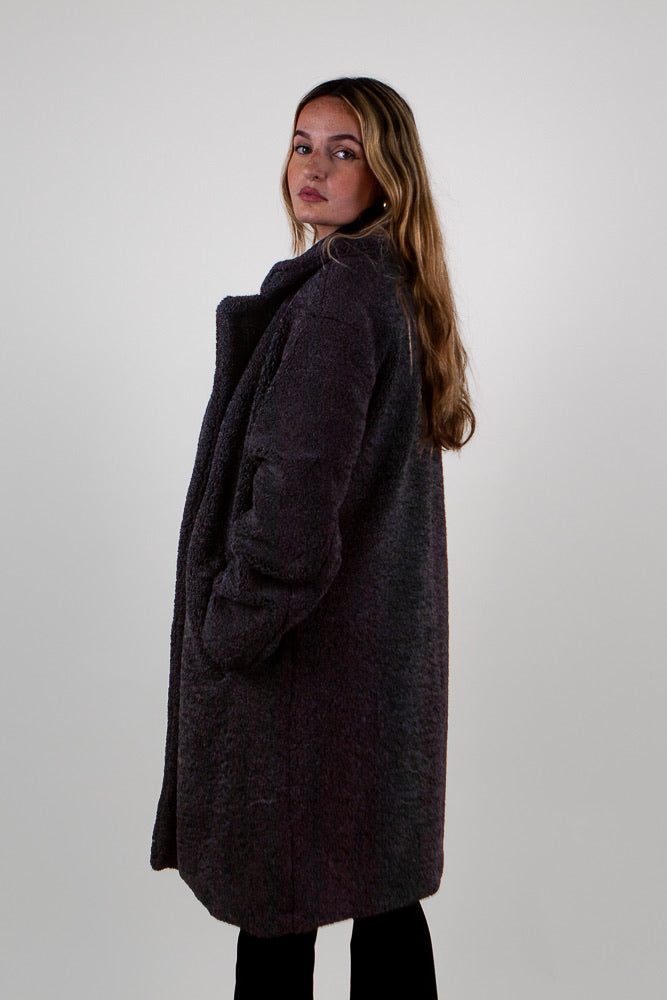 Mid-Length Shearling-Effect Coat