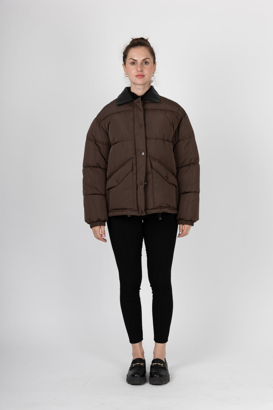 Puffer Jacket with Contrast Collar