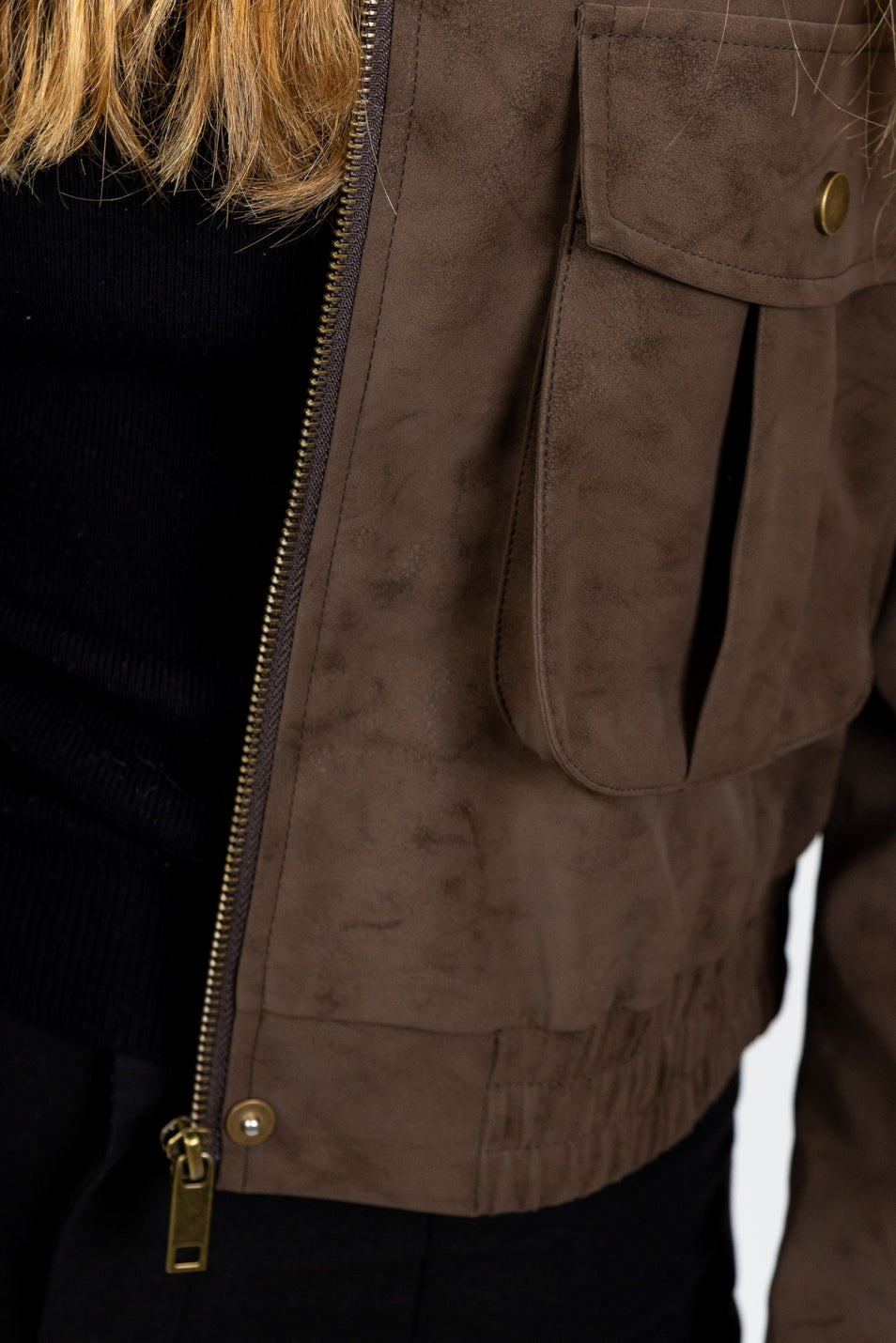 Waterproof Suede-Effect Short Jacket