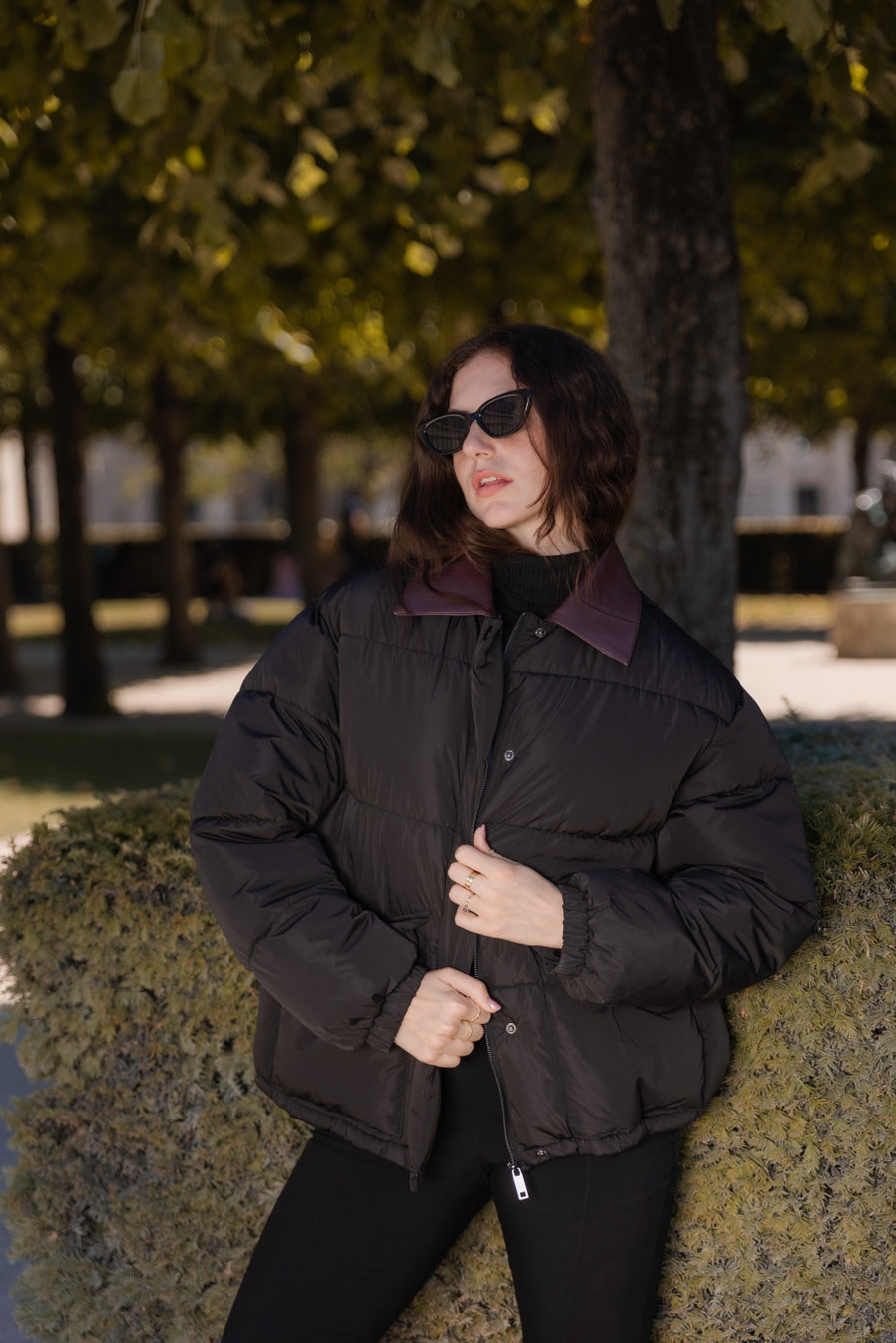 Puffer Jacket with Contrast Collar