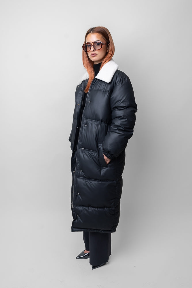 Quilted Jacket with Shearling Effect Collar