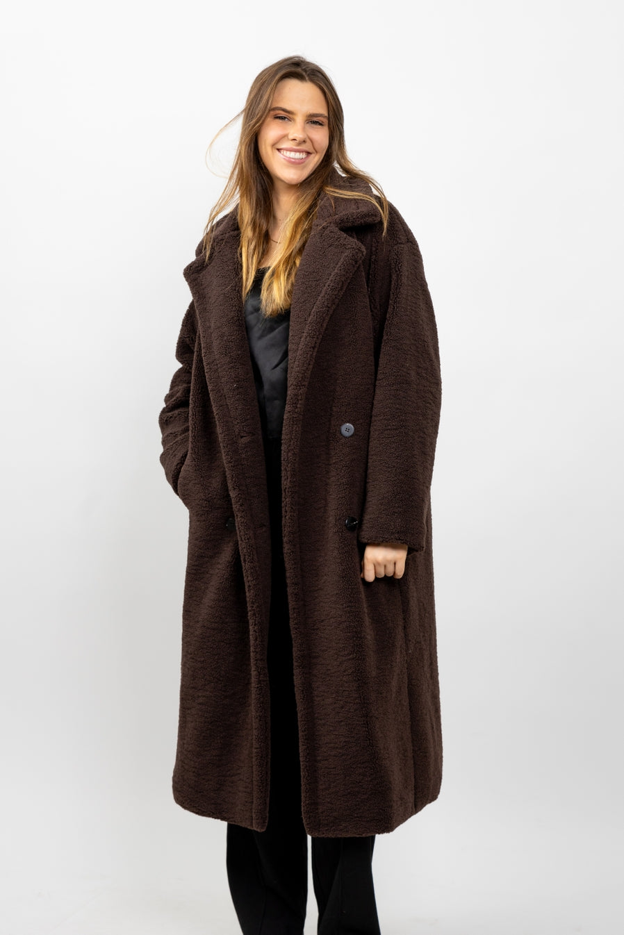Long Coat in Faux Sheepskin Fur