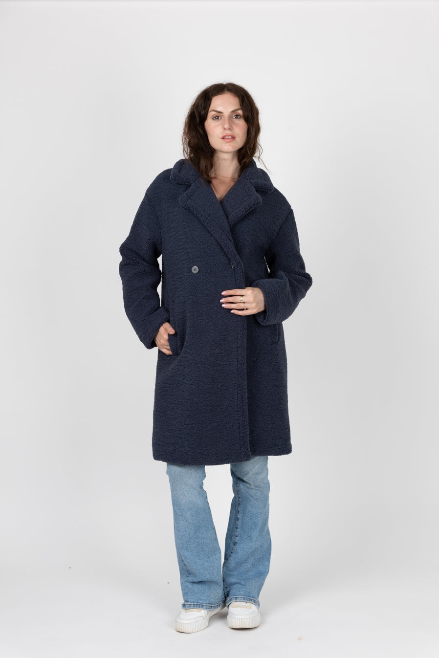 Mid-Length Shearling-Effect Coat