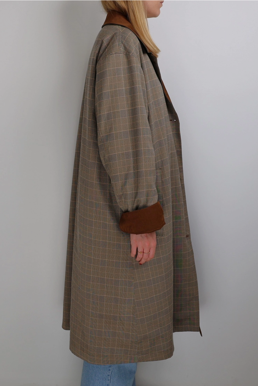 Reversible Checked Trench Coat