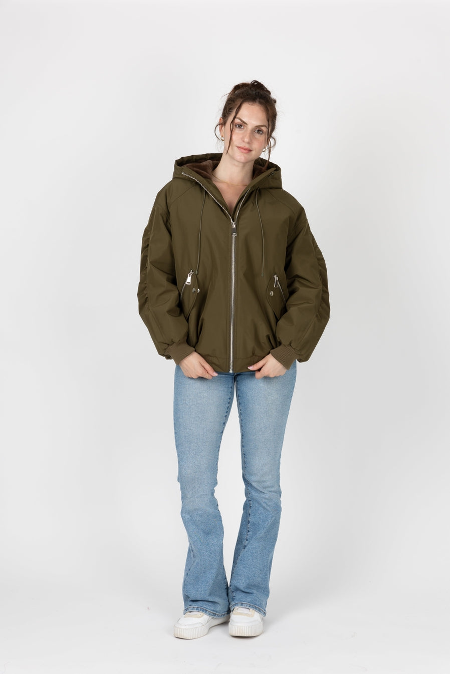 Hooded Jacket with Faux Fur