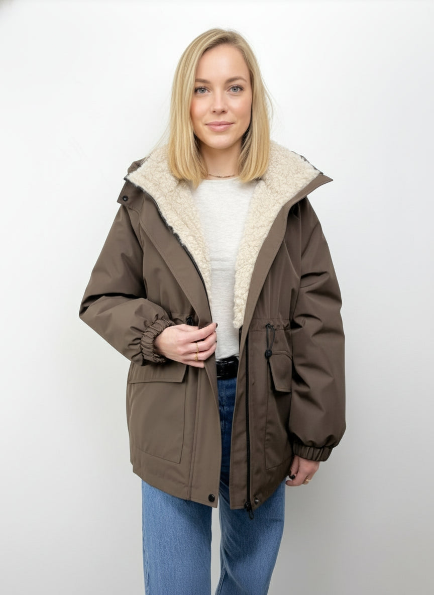 Parka with Faux Fur Lining