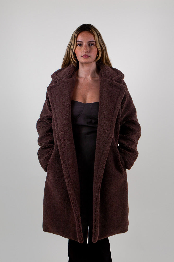 Mid-Length Shearling-Effect Coat