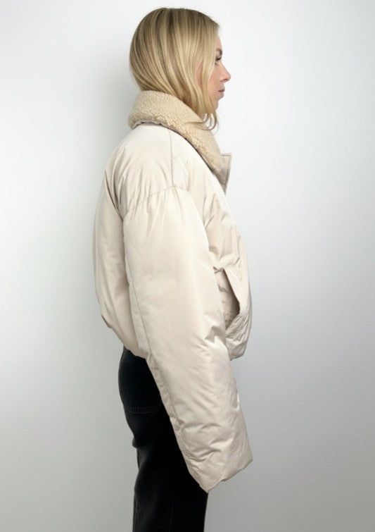 Puffer Jacket with Faux Fur Collar