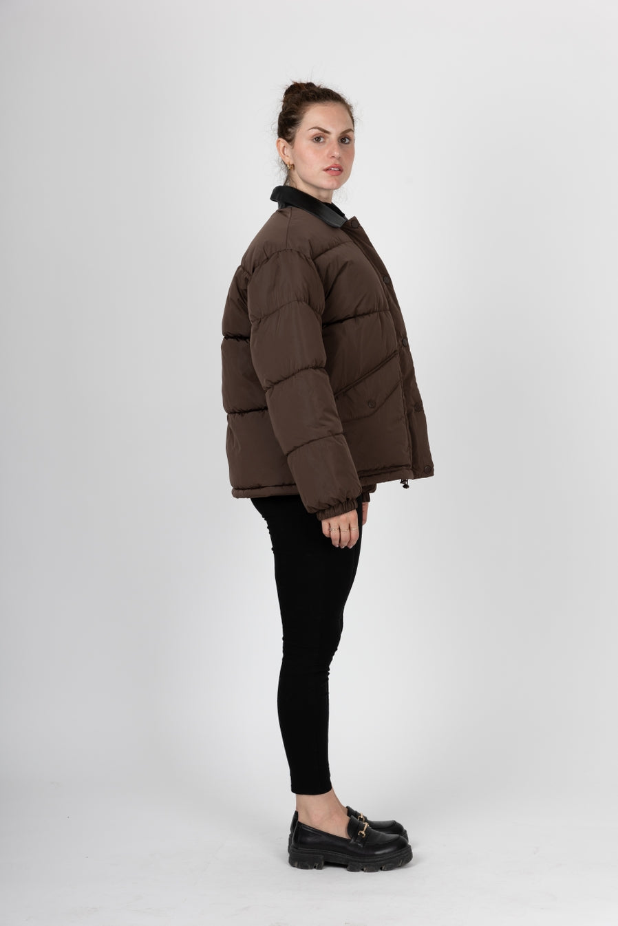 Puffer Jacket with Contrast Collar