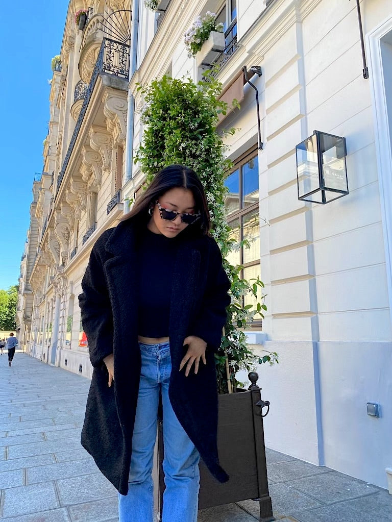 Mid-Length Shearling-Effect Coat