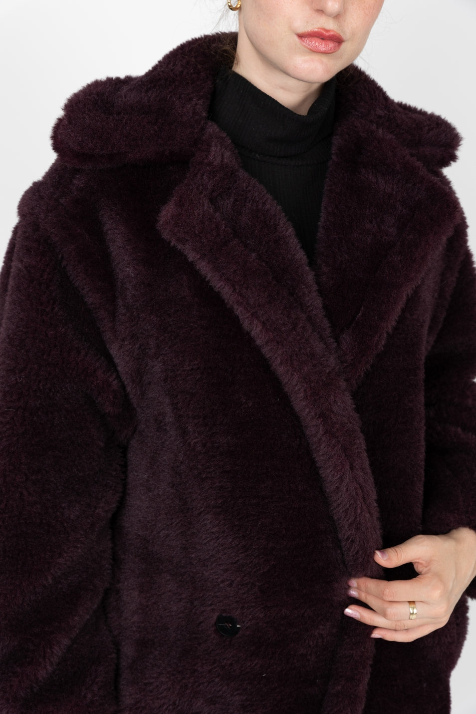 Oversized Long Coat in Faux Shearling