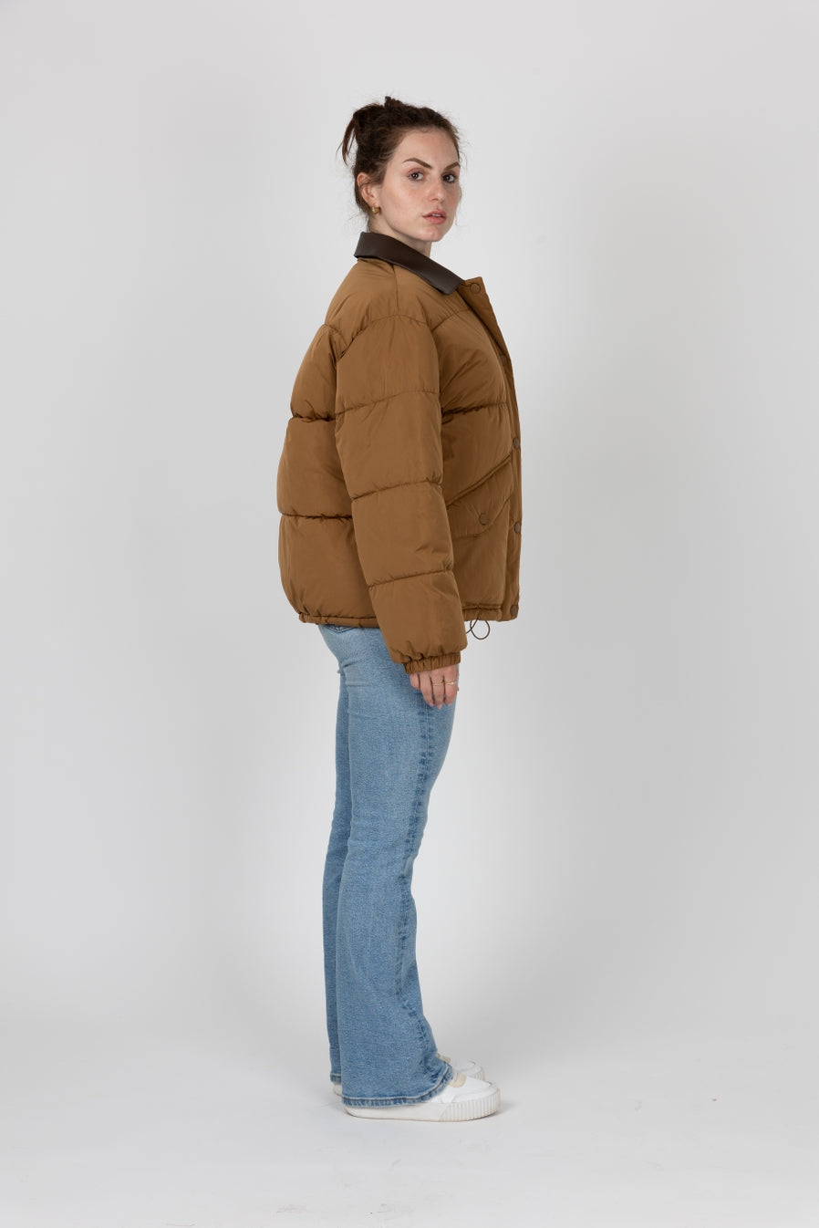 Puffer Jacket with Contrast Collar