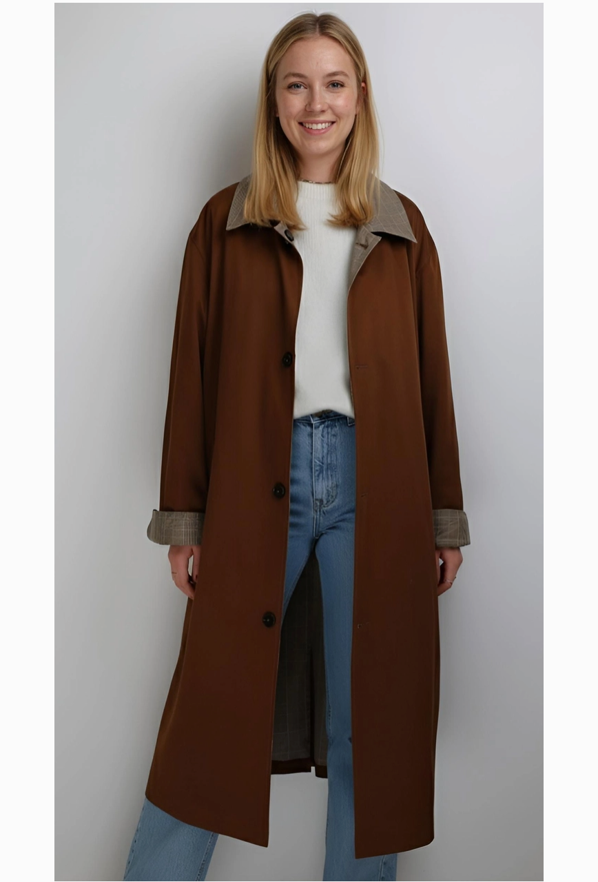 Reversible Checked Trench Coat