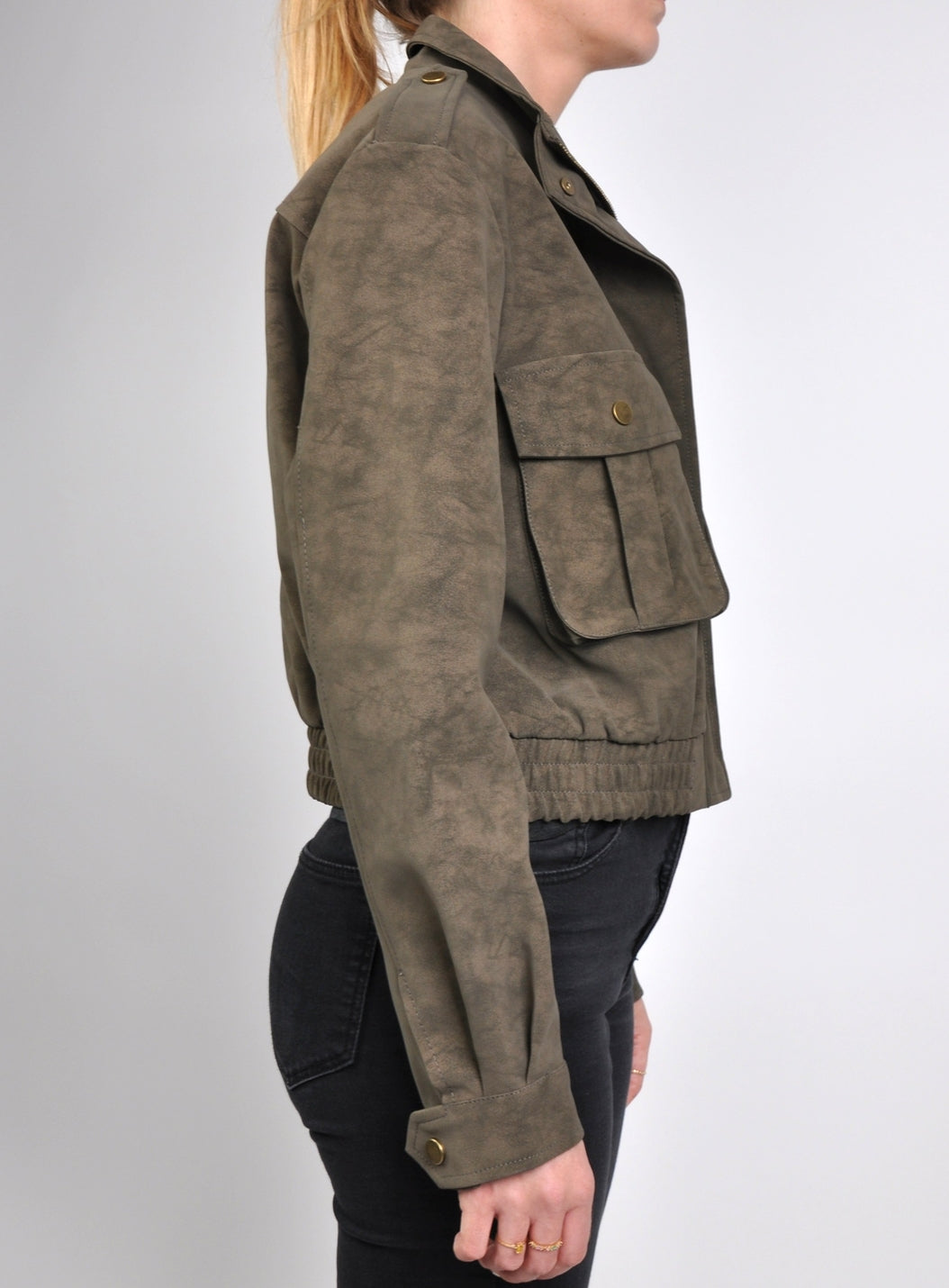 Waterproof Suede-Effect Short Jacket