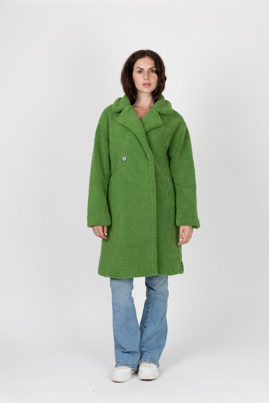 Mid-Length Shearling-Effect Coat
