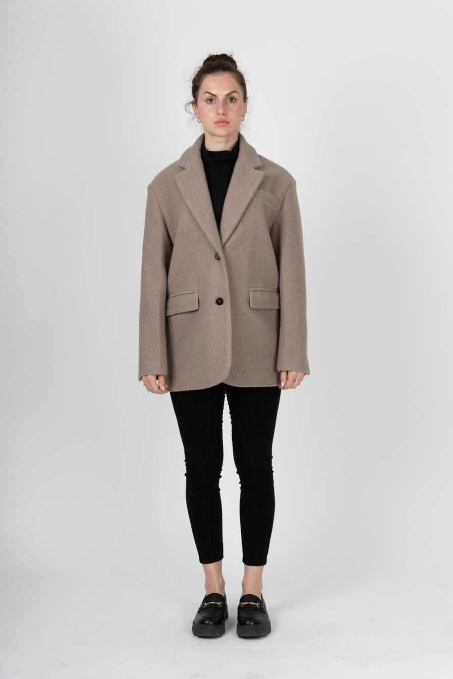 Oversized Shearling-Effect Blazer Jacket