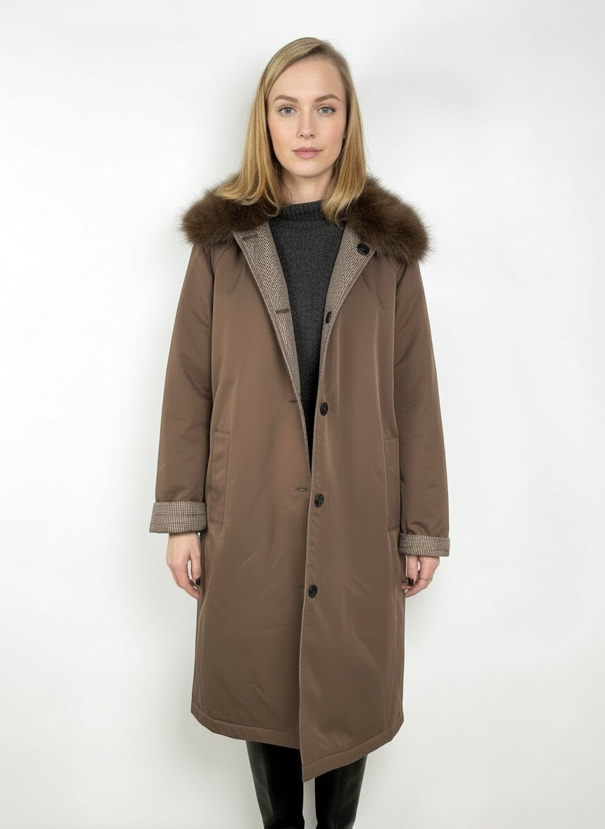 Reversible Coats with Removable Faux Fur Collar