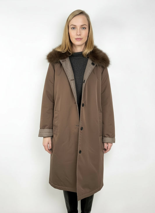 Reversible Coats with Removable Faux Fur Collar