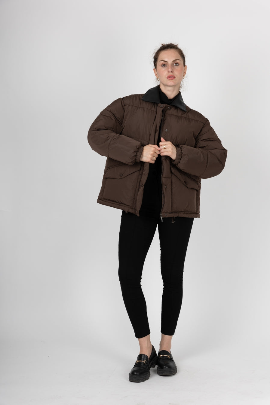 Puffer Jacket with Contrast Collar