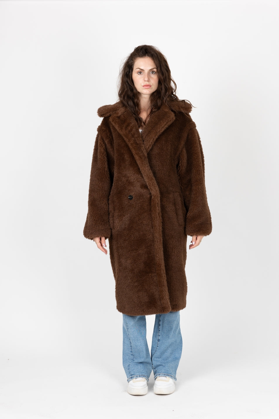 Oversized Long Coat in Faux Shearling