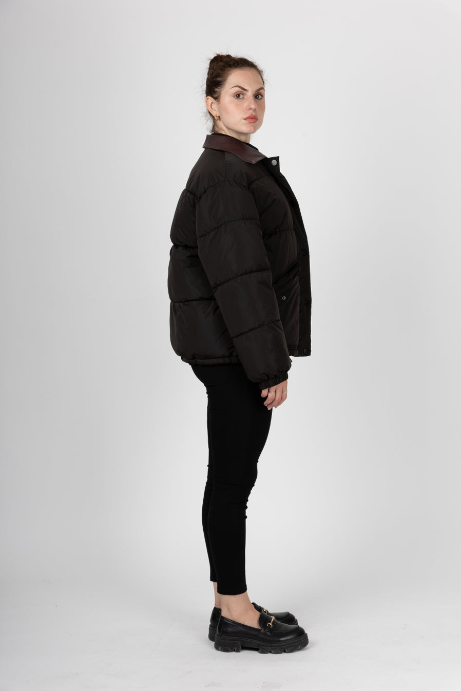 Puffer Jacket with Contrast Collar