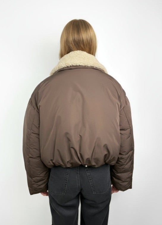 Puffer Jacket with Faux Fur Collar