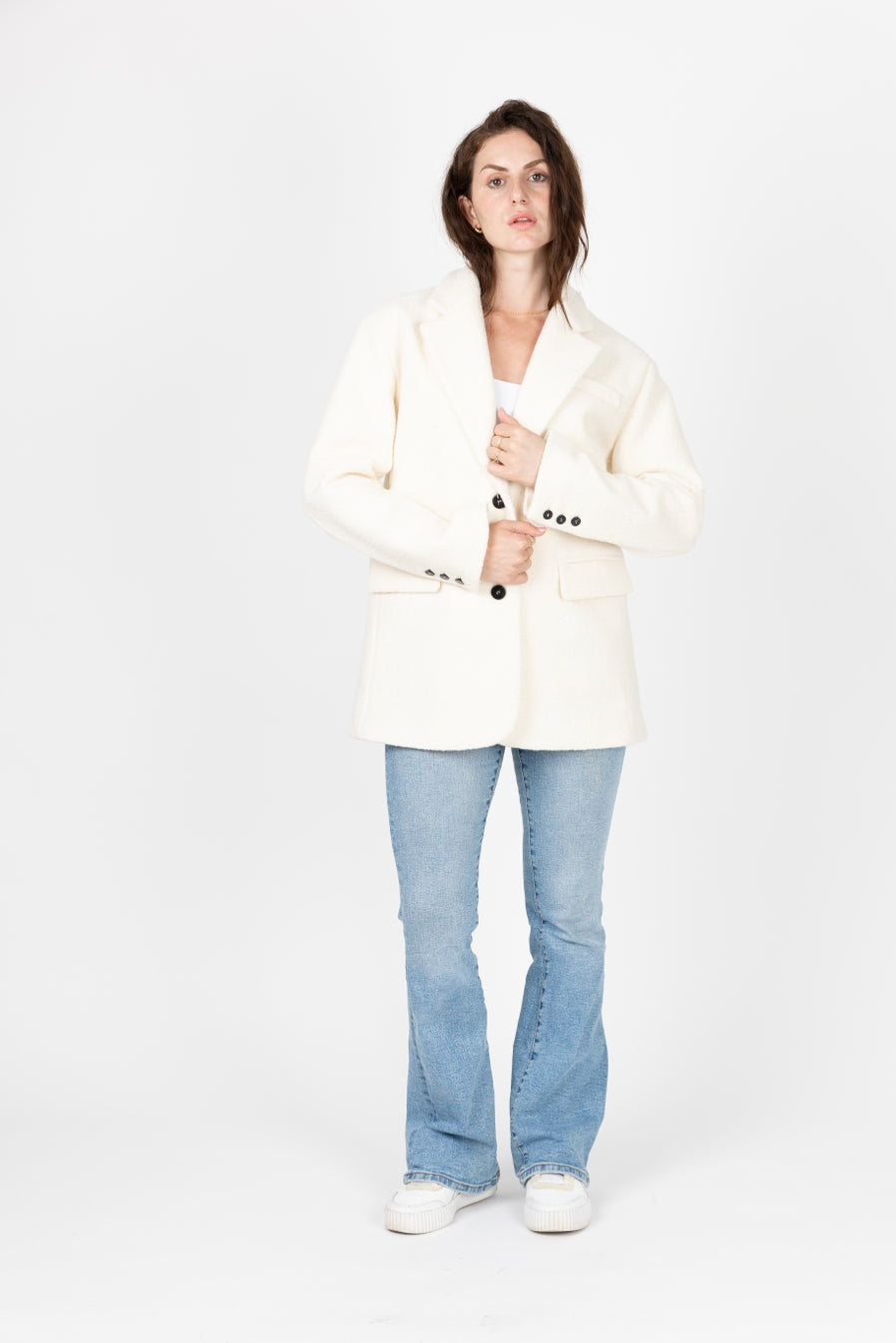 Oversized Shearling-Effect Blazer Jacket