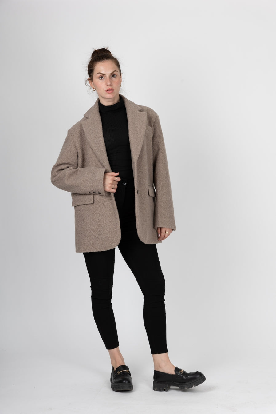 Oversized Shearling-Effect Blazer Jacket