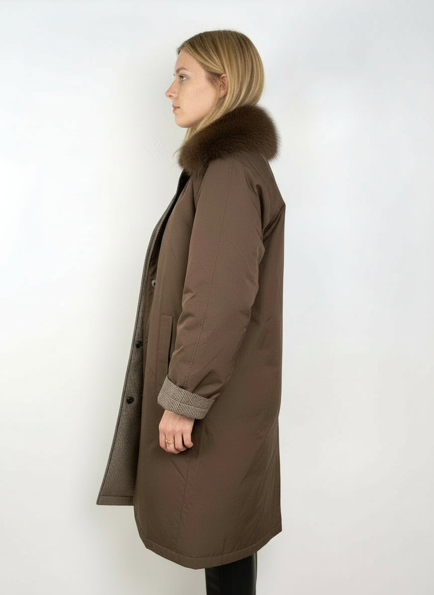 Reversible Coats with Removable Faux Fur Collar