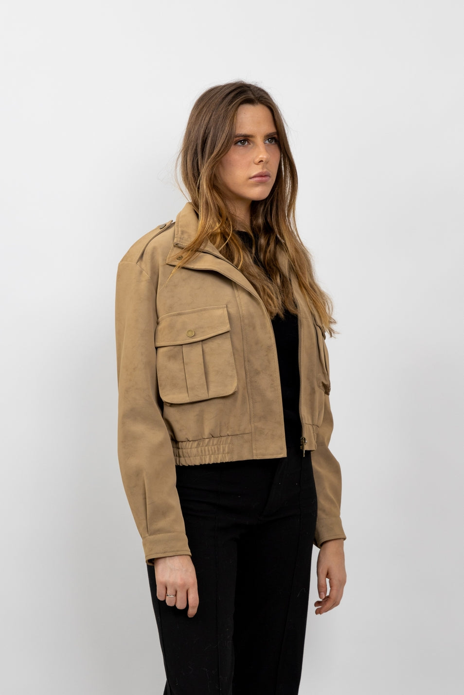Waterproof Suede-Effect Short Jacket