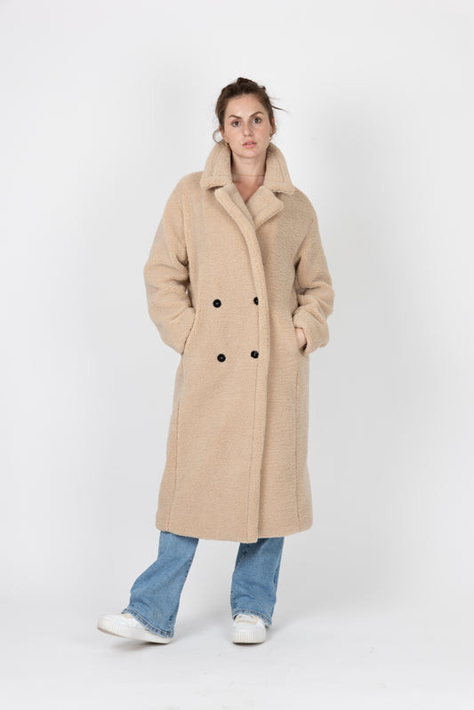Long Coat in Faux Sheepskin Fur