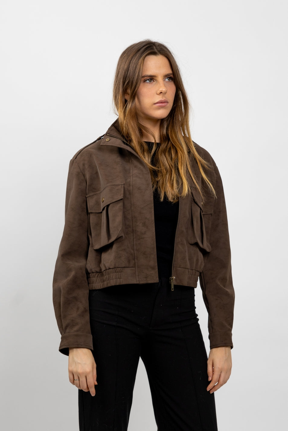 Waterproof Suede-Effect Short Jacket