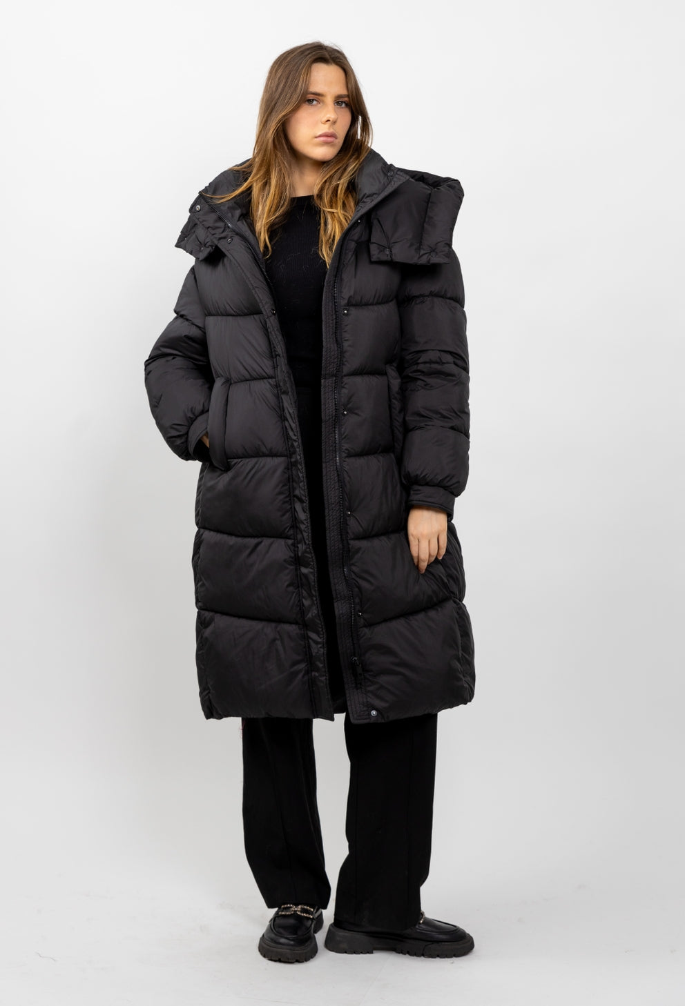 Long Hooded Puffer Jacket