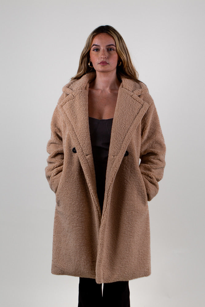 Mid-Length Shearling-Effect Coat