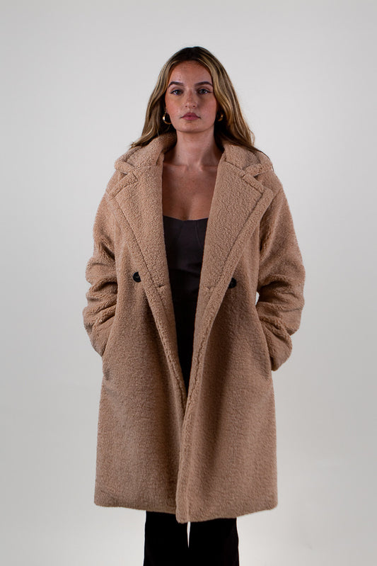 Mid-Length Shearling-Effect Coat